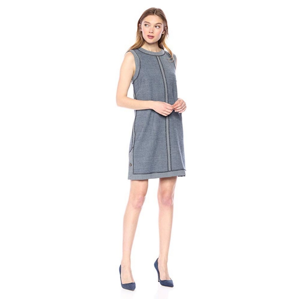 Nwt Nicole Miller Pinstripe Sleeveless Shift Dress